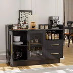 Meuble de Rangement COZONY avec Portes Vitrées, Vitrine Autonome avec Tiroirs pour Salon et Salle à Manger