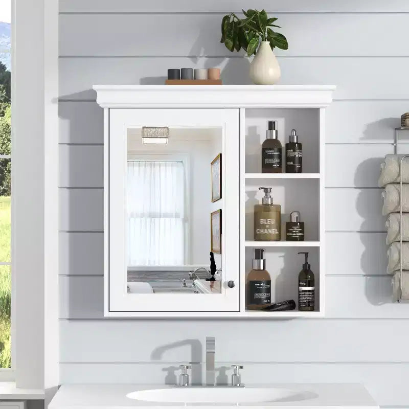 Meuble de salle de bain CASAINC 30'' x 28'' à fixation murale avec miroir et organisateur de rangement