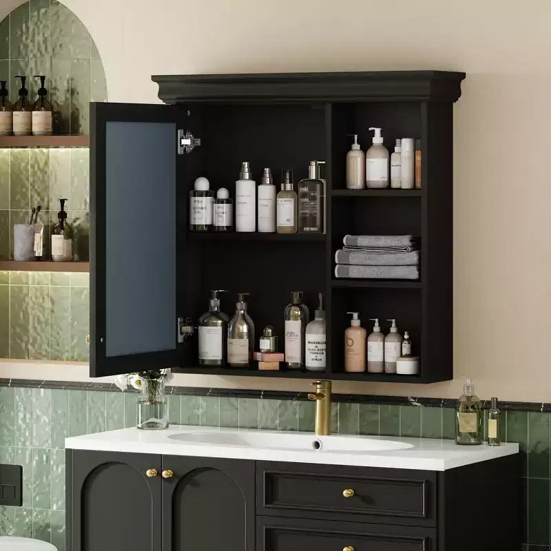 Meuble de salle de bain CASAINC 30'' x 28'' à fixation murale avec miroir et organisateur de rangement