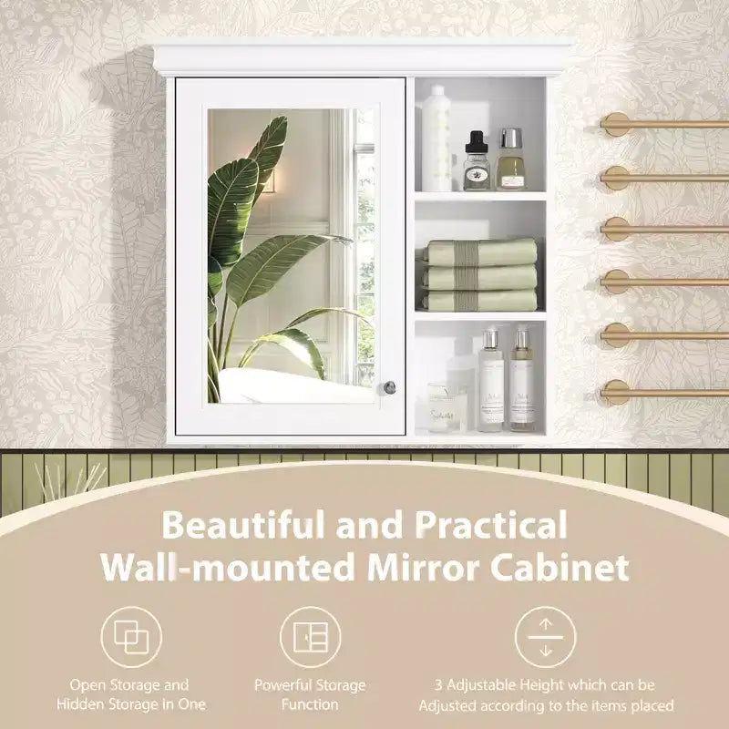 Meuble de salle de bain CASAINC 30'' x 28'' à fixation murale avec miroir et organisateur de rangement