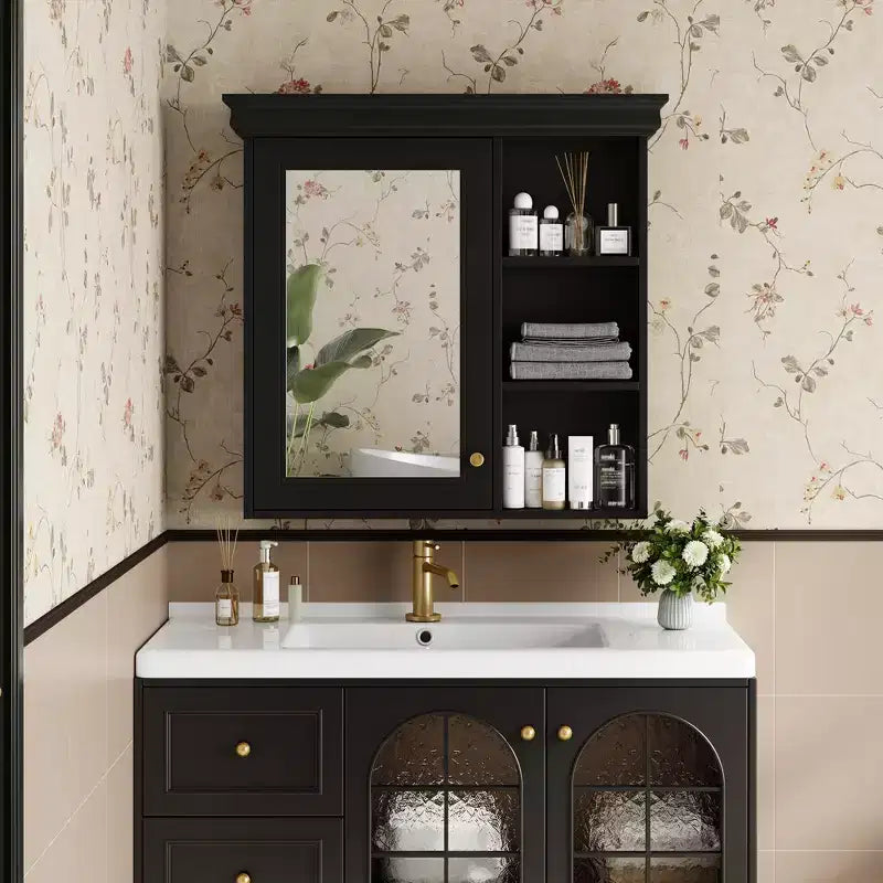 Meuble de salle de bain CASAINC 30'' x 28'' à fixation murale avec miroir et organisateur de rangement