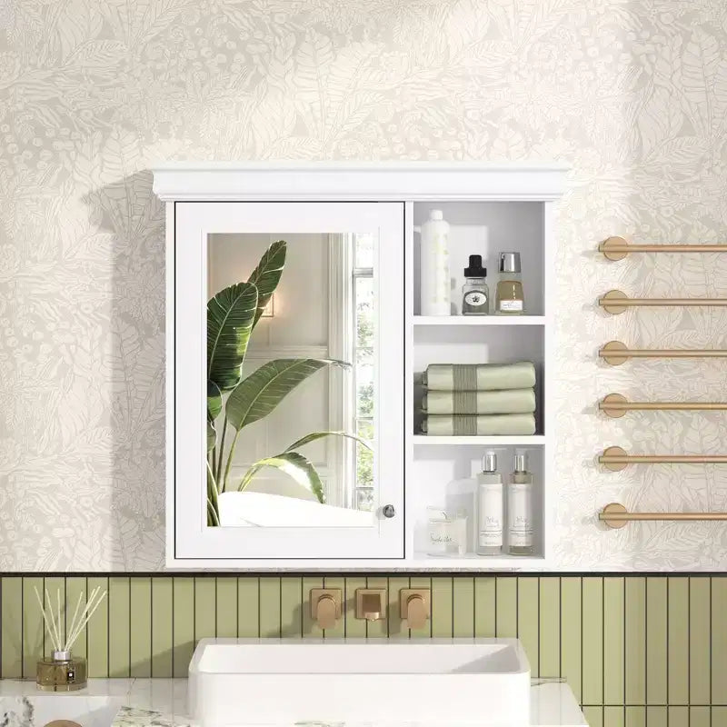 Meuble de salle de bain CASAINC 30'' x 28'' à fixation murale avec miroir et organisateur de rangement