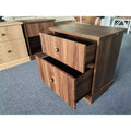 Fluted Nightstand with Drawers, Mid Century Modern Bedside Table for Living Room, Brown Nightstand with Storage, Space Saving Side Table