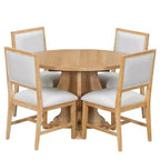 GDFStudio Mandy – Ensemble de salle à manger extensible 5 pièces style ferme avec chaises rembourrées