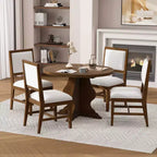 GDFStudio Mandy – Ensemble de salle à manger extensible 5 pièces style ferme avec chaises rembourrées