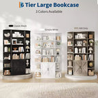 Bibliothèque moderne 75 avec armoire de rangement, bibliothèque en bois à 6 niveaux avec portes et étagères réglables pour chambre à coucher, chambre d'enfant ou salle de jeux