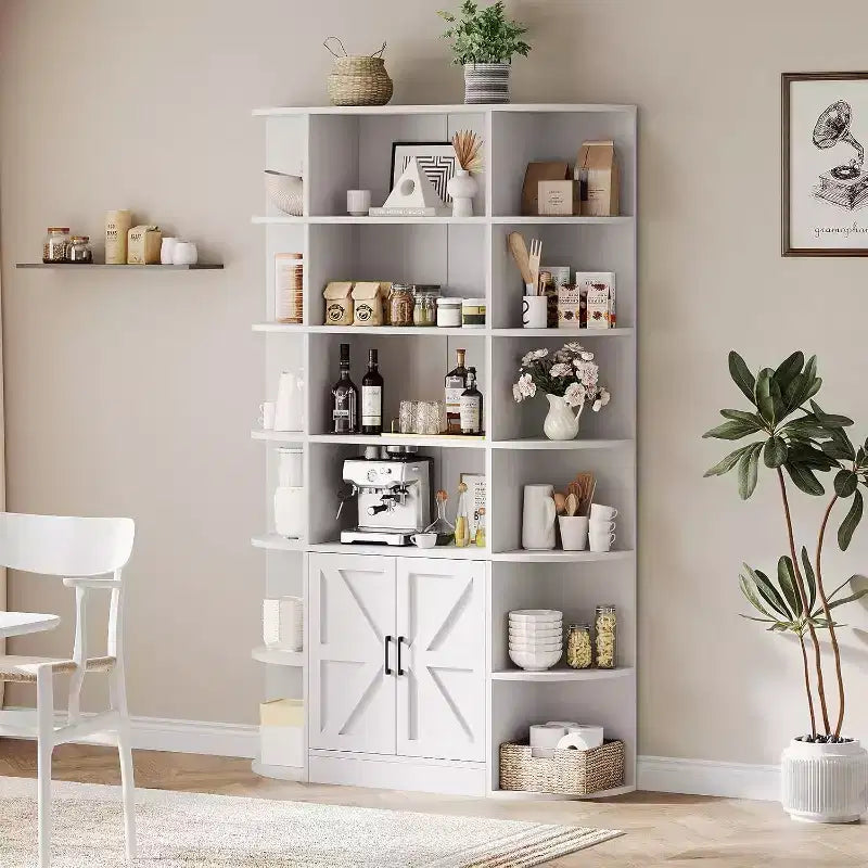 Bibliothèque moderne 75 avec armoire de rangement, bibliothèque en bois à 6 niveaux avec portes et étagères réglables pour chambre à coucher, chambre d'enfant ou salle de jeux