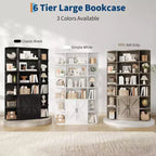 Bibliothèque moderne 75 avec armoire de rangement, bibliothèque en bois à 6 niveaux avec portes et étagères réglables pour chambre à coucher, chambre d'enfant ou salle de jeux