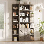Bibliothèque moderne 75 avec armoire de rangement, bibliothèque en bois à 6 niveaux avec portes et étagères réglables pour chambre à coucher, chambre d'enfant ou salle de jeux