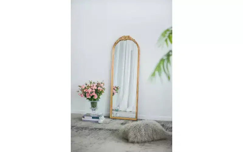 Miroir sur pied en bois 19 x 56 pouces, design intégral