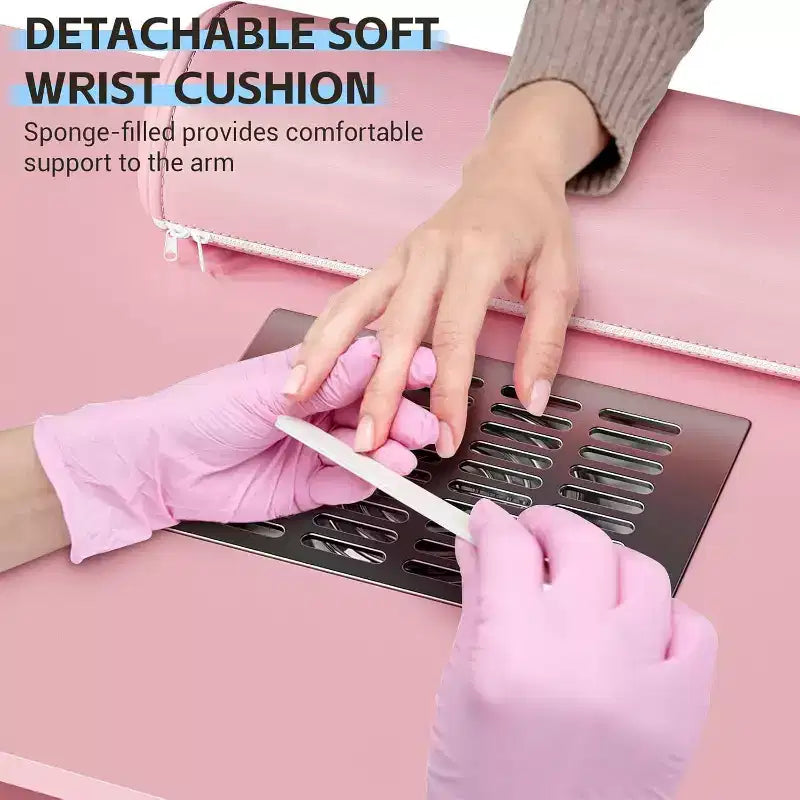 Table de manucure avec collecteur de poussière électrique, station de salon de beauté pour ongles 42 avec roues verrouillables, repose-bras, 4 tiroirs de rangement, plateau résistant