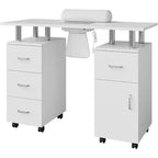 Table de manucure avec collecteur de poussière électrique, station de salon de beauté pour ongles 42 avec roues verrouillables, repose-bras, 4 tiroirs de rangement, plateau résistant
