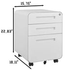 Classeur métallique sécurisé à 3 tiroirs avec serrure, livré entièrement assemblé, classeur mobile pour format A4/Lettre/Légal, à placer sous le bureau, 5 roulettes, mobile