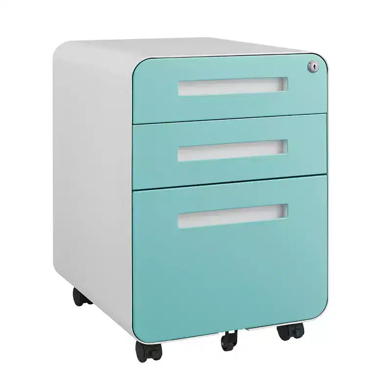 Classeur métallique sécurisé à 3 tiroirs avec serrure, livré entièrement assemblé, classeur mobile pour format A4/Lettre/Légal, à placer sous le bureau, 5 roulettes, mobile