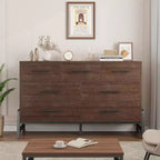 Commode à 7 tiroirs, meuble de rangement de 132 cm de large en bois avec tiroirs profonds pour chambre, salon ou entrée, compatible avec les robots aspirateurs