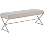 Okak Moderne Unique Faux Cuir Rembourrage Ottoman avec Pieds en Métal, Banc à Chaussures Rembourré pour Chambre, Couloir
