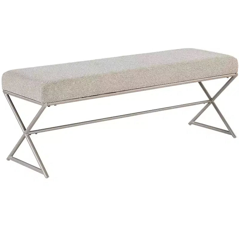 Okak Moderne Unique Faux Cuir Rembourrage Ottoman avec Pieds en Métal, Banc à Chaussures Rembourré pour Chambre, Couloir