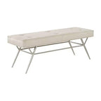 Okak Moderne Unique Faux Cuir Rembourrage Ottoman avec Pieds en Métal, Banc à Chaussures Rembourré pour Chambre, Couloir