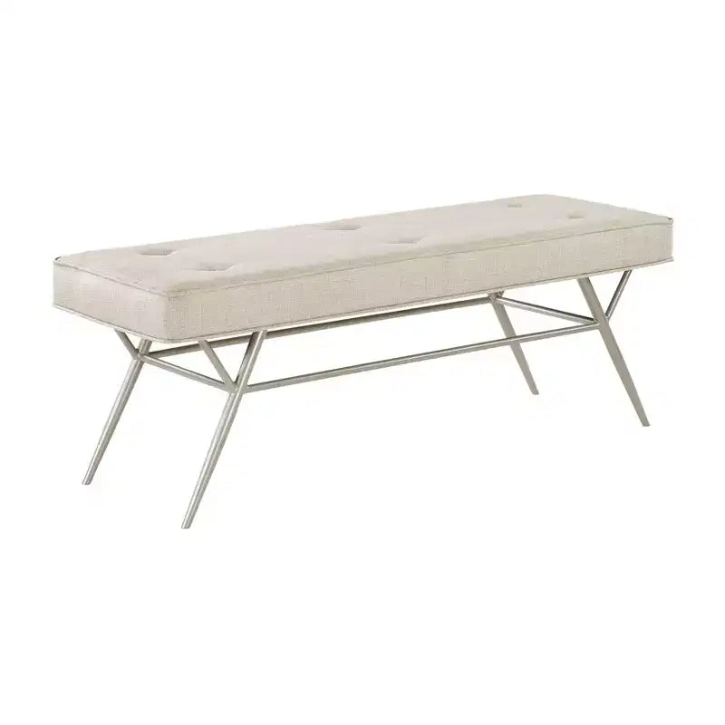 Okak Moderne Unique Faux Cuir Rembourrage Ottoman avec Pieds en Métal, Banc à Chaussures Rembourré pour Chambre, Couloir