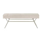 Okak Moderne Unique Faux Cuir Rembourrage Ottoman avec Pieds en Métal, Banc à Chaussures Rembourré pour Chambre, Couloir