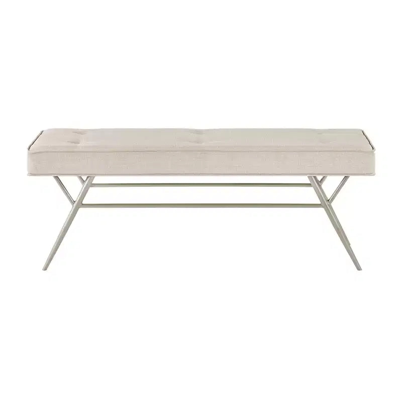 Okak Moderne Unique Faux Cuir Rembourrage Ottoman avec Pieds en Métal, Banc à Chaussures Rembourré pour Chambre, Couloir