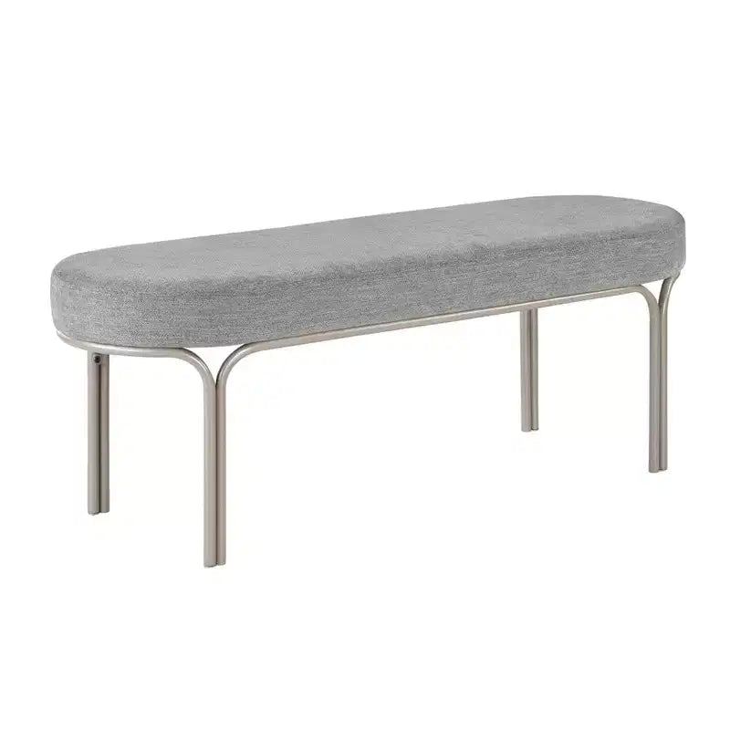 Okak Moderne Unique Faux Cuir Rembourrage Ottoman avec Pieds en Métal, Banc à Chaussures Rembourré pour Chambre, Couloir