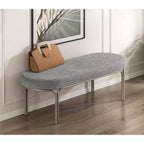 Okak Moderne Unique Faux Cuir Rembourrage Ottoman avec Pieds en Métal, Banc à Chaussures Rembourré pour Chambre, Couloir