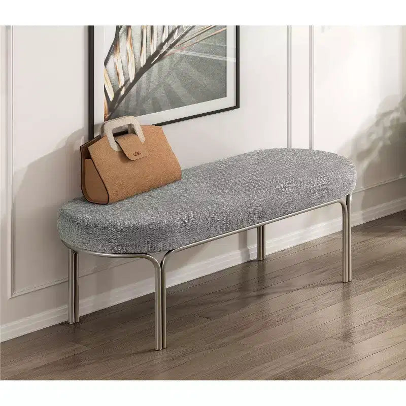 Okak Moderne Unique Faux Cuir Rembourrage Ottoman avec Pieds en Métal, Banc à Chaussures Rembourré pour Chambre, Couloir