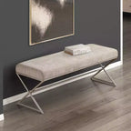 Okak Modern Single Faux Fur Upholstery Ottoman with Metal Legs,Upholstered Footstool Shoe Bench for Bedroom,Hallway