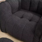 Fauteuil poire Okak Chenille avec ottoman, fauteuil poire lounge à accoudoirs carrés et pouf, canapé en mousse haute résilience pour salon