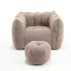 Fauteuil poire Okak Chenille avec ottoman, fauteuil poire lounge à accoudoirs carrés et pouf, canapé en mousse haute résilience pour salon