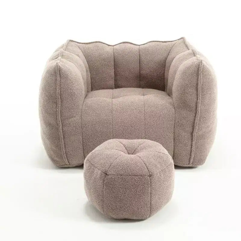 Fauteuil poire Okak Chenille avec ottoman, fauteuil poire lounge à accoudoirs carrés et pouf, canapé en mousse haute résilience pour salon