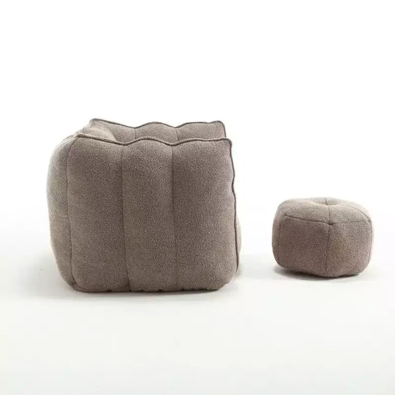 Fauteuil poire Okak Chenille avec ottoman, fauteuil poire lounge à accoudoirs carrés et pouf, canapé en mousse haute résilience pour salon