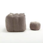 Fauteuil poire Okak Chenille avec ottoman, fauteuil poire lounge à accoudoirs carrés et pouf, canapé en mousse haute résilience pour salon