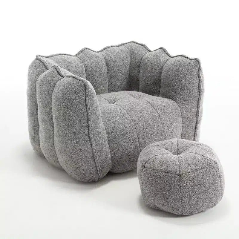 Fauteuil poire Okak Chenille avec ottoman, fauteuil poire lounge à accoudoirs carrés et pouf, canapé en mousse haute résilience pour salon
