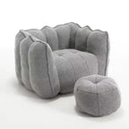 Fauteuil poire Okak Chenille avec ottoman, fauteuil poire lounge à accoudoirs carrés et pouf, canapé en mousse haute résilience pour salon