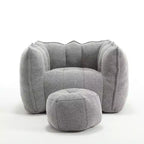 Fauteuil poire Okak Chenille avec ottoman, fauteuil poire lounge à accoudoirs carrés et pouf, canapé en mousse haute résilience pour salon