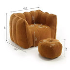 Fauteuil poire Okak Chenille avec ottoman, fauteuil poire lounge à accoudoirs carrés et pouf, canapé en mousse haute résilience pour salon