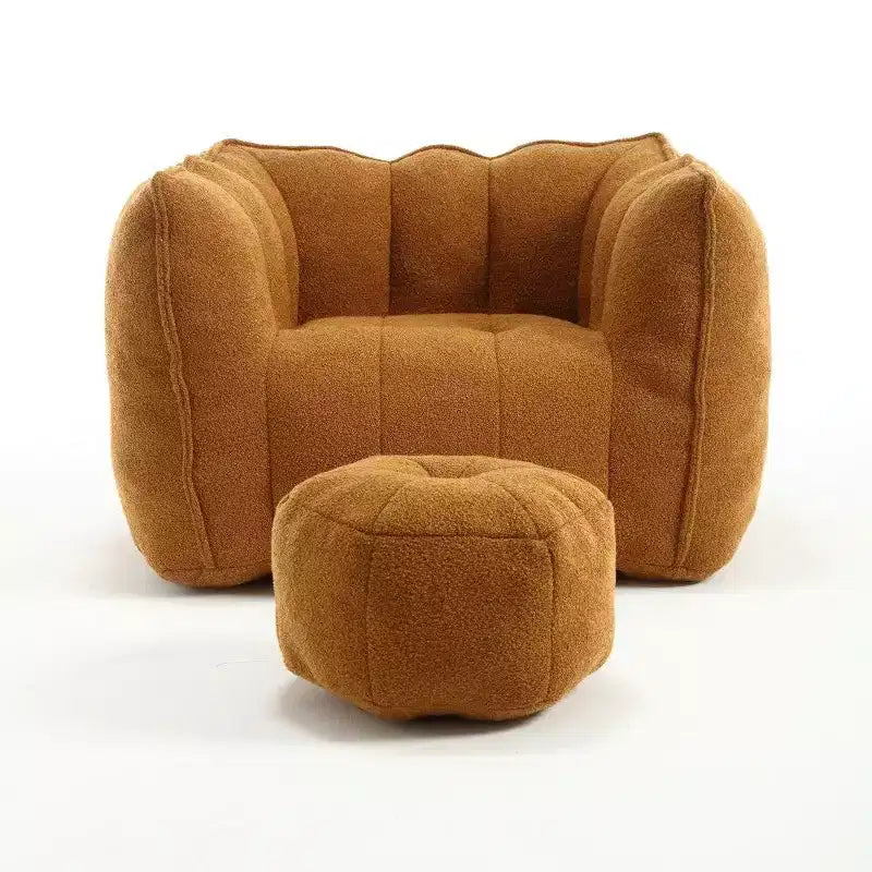 Fauteuil poire Okak Chenille avec ottoman, fauteuil poire lounge à accoudoirs carrés et pouf, canapé en mousse haute résilience pour salon