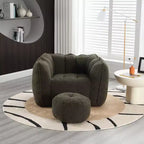 Fauteuil poire Okak Chenille avec ottoman, fauteuil poire lounge à accoudoirs carrés et pouf, canapé en mousse haute résilience pour salon