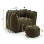 Fauteuil poire Okak Chenille avec ottoman, fauteuil poire lounge à accoudoirs carrés et pouf, canapé en mousse haute résilience pour salon
