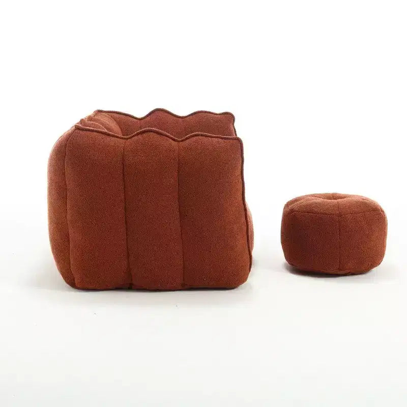 Fauteuil poire Okak Chenille avec ottoman, fauteuil poire lounge à accoudoirs carrés et pouf, canapé en mousse haute résilience pour salon