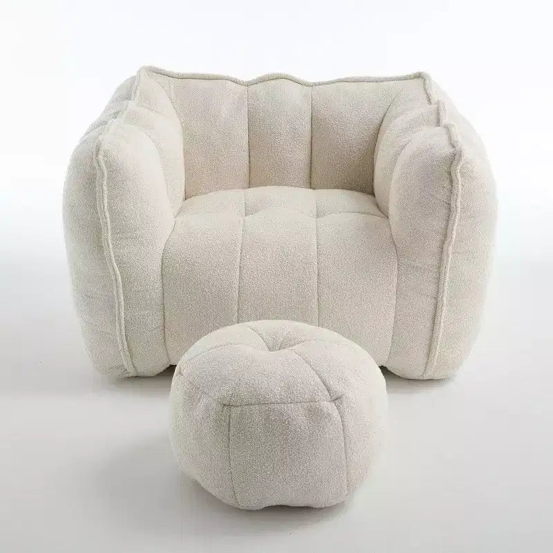Fauteuil poire Okak Chenille avec ottoman, fauteuil poire lounge à accoudoirs carrés et pouf, canapé en mousse haute résilience pour salon