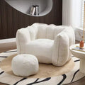 Fauteuil poire Okak Chenille avec ottoman, fauteuil poire lounge à accoudoirs carrés et pouf, canapé en mousse haute résilience pour salon