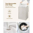 Panier à linge Greenstell avec couvercle, deux sacs intérieurs amovibles, panier de rangement à deux compartiments