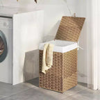 Panier à linge Greenstell avec couvercle, deux sacs intérieurs amovibles, panier de rangement à deux compartiments