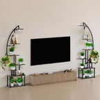 VIYET Lot de 2 supports à plantes demi-lune en métal à 7 niveaux de 166 cm de haut, pour l'intérieur avec lampes de croissance, 3 minuteries et 10 niveaux de luminosité