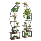 VIYET Lot de 2 supports à plantes demi-lune en métal à 7 niveaux de 166 cm de haut, pour l'intérieur avec lampes de croissance, 3 minuteries et 10 niveaux de luminosité