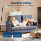 Causeuse, causeuse moderne du milieu du siècle pour petits espaces, cadre en bois, assemblage sans outils, canapé confortable pour chambre à coucher, salon