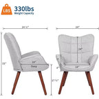 Chaises de salle à manger rembourrées, Chaises dossier haut de style Mid-Century avec pieds en chêne, Style Ferme pour Cuisine, Salle à manger, Salon, Restaurant
